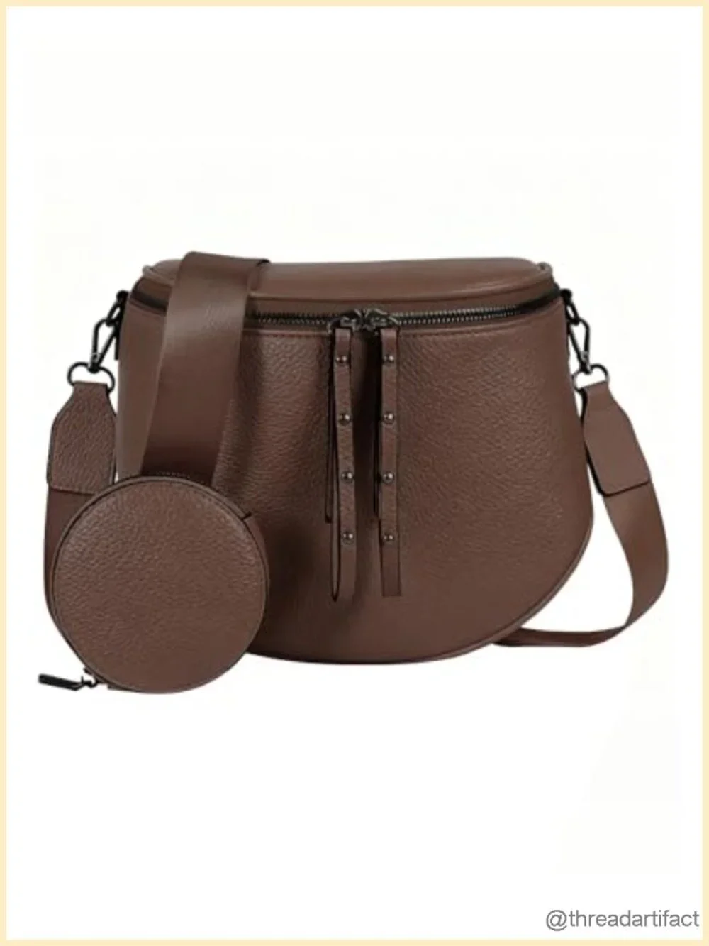 Large Vegan Leather Crossbody Bum Bag with Coin Purse, Adjustable Strap,